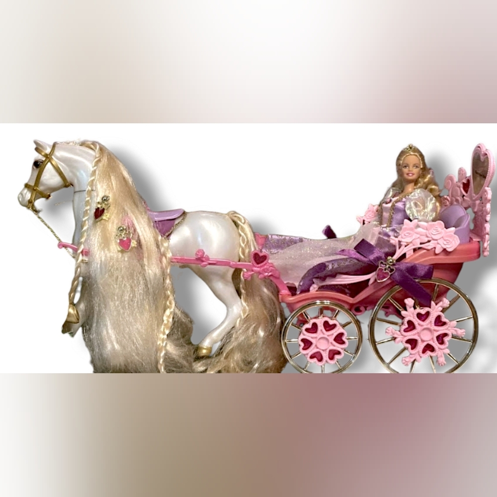 VINTAGE Y2K BARBIE PRINCESS RAPUNZEL WHITE HORSE - Picture 4 of 4